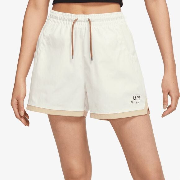 Air Jordan Women's Woven Shorts Beige Tan Black Pockets New DZ3343-133 Small S - Picture 1 of 16